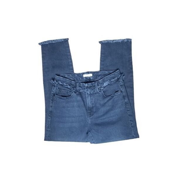 Good American Faded Black Distressed Hem Skinny Jeans size 4 / 27 - Picture 1 of 14